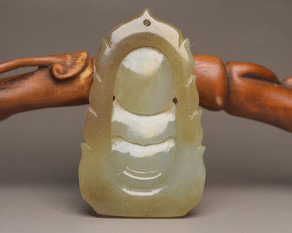 Chinese Natural Hetian Jade Carved Kwan Yin Statue Good Luck Pendant Amulets Art