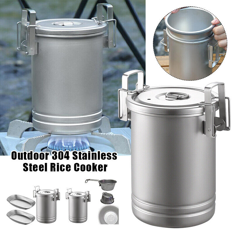 Rice Cooker Steam Pot Outdoor Portable Picnic Cookware Stainless Steel Camping