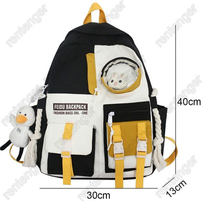 Nylon Bag Girl College Student Backpack Ladies School Bag Book Women Backpack