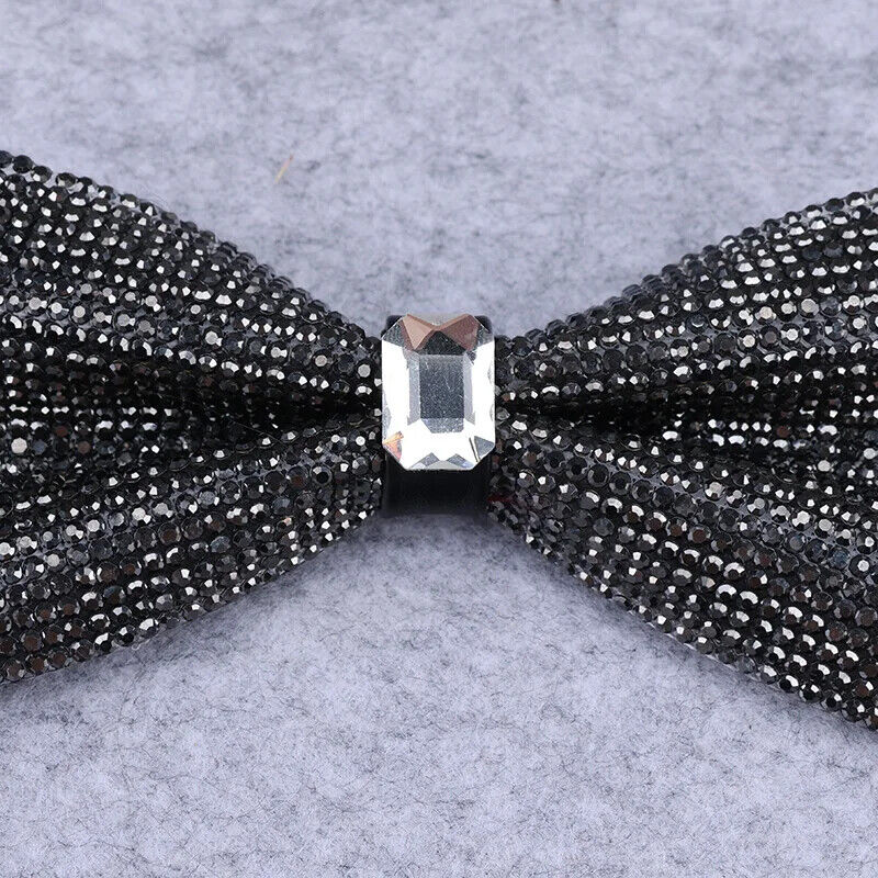 Men Rhinestone Bow Tie Shining Crystal Collar Bowtie Luxury Wedding Banquet Knot