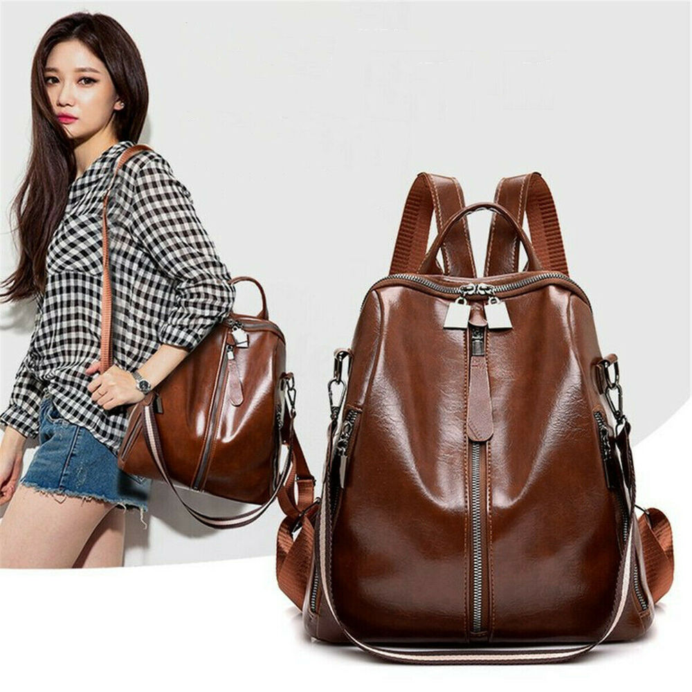 Womens Ladies PU Leather Handbags Backpack Shoulder Bags Back To School Rucksack