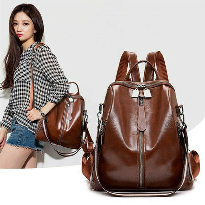 Womens Ladies PU Leather Handbags Backpack Shoulder Bags Back To School Rucksack