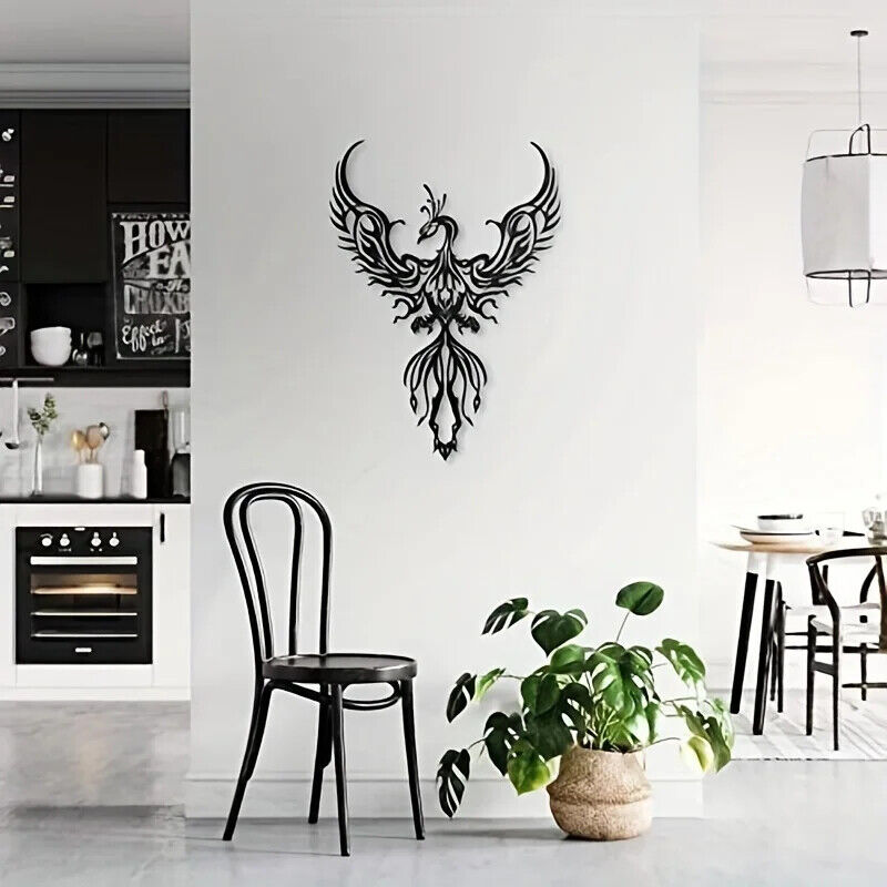 Metal Phoenix Design Hanging Wall Decor, Art Indoor Living Room Wall Decor Home