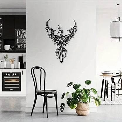 Metal Phoenix Design Hanging Wall Decor, Art Indoor Living Room Wall Decor Home