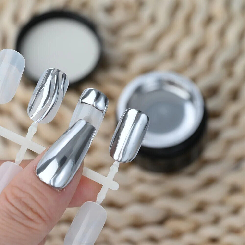 Gel Nail Polish 8ml Metallic Painted Silver Chrome 3D Metal Liquid Mirror Effect