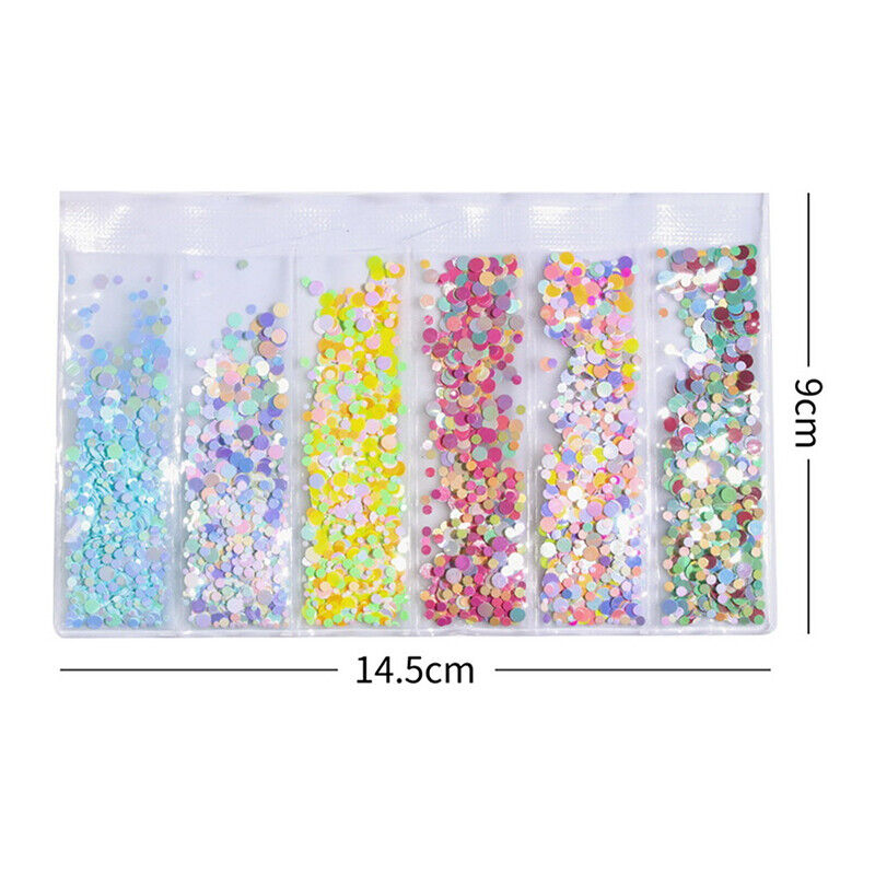6 grids/bag Nail Art Sequins Colorful Nail Polish Flakes Foils For ManicurSE