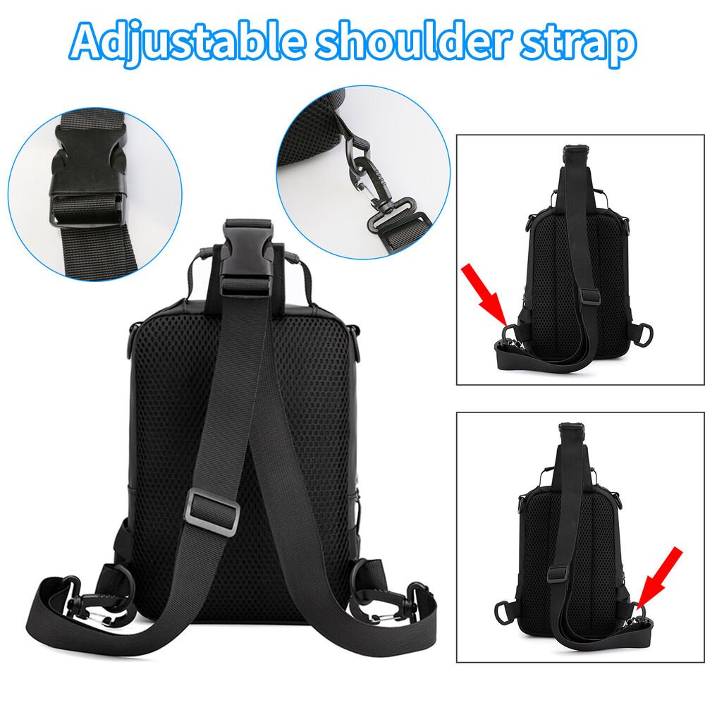 Men Women Sling Bag Chest Fanny Pack Crossbody Shoulder Backpack w/ USB Charging