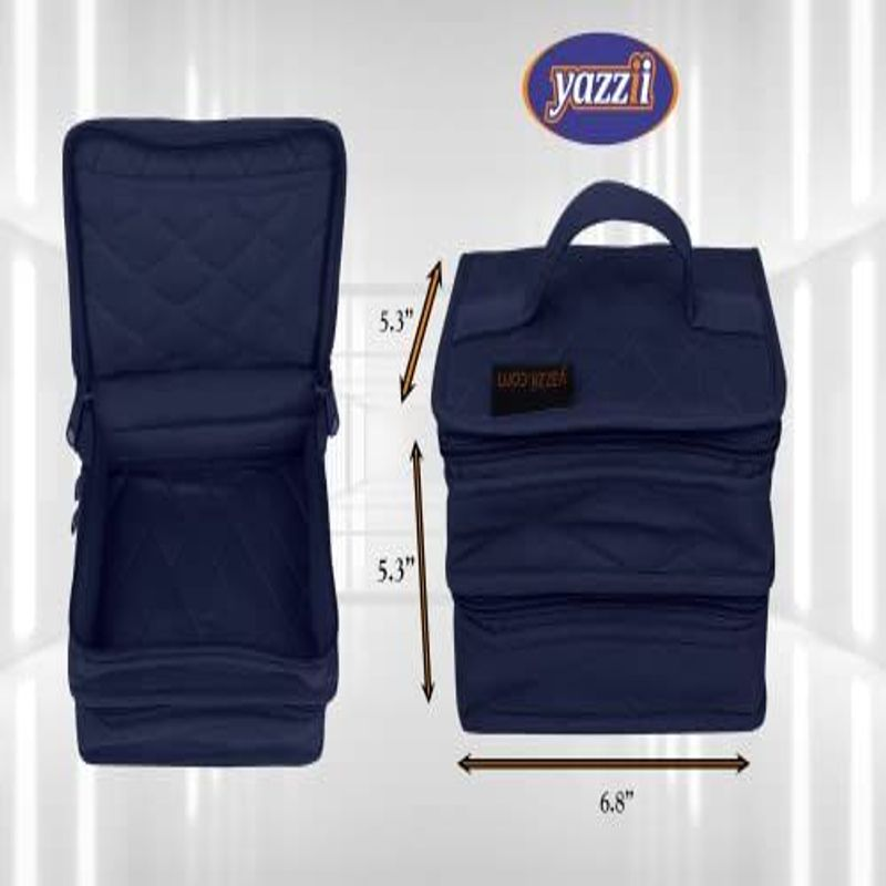 Yazzii Double Petite Craft Organizer Bag - Portable Storage Navy