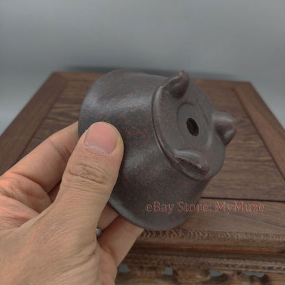 Small Round Chinese Yixing Zisha Mame Bonsai Pot 9.7x9.7x4.3cm