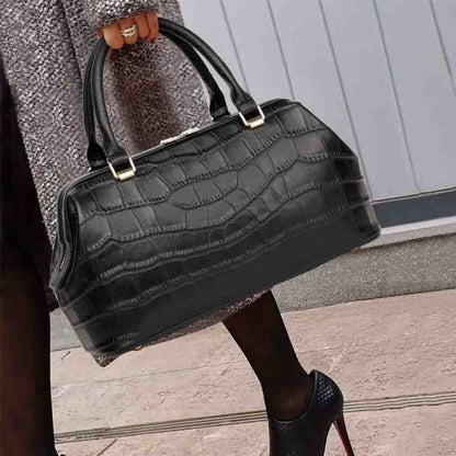 Leather Bag Large Handbags Genuine Leather Stone Print Tote Daily Purses Zipper