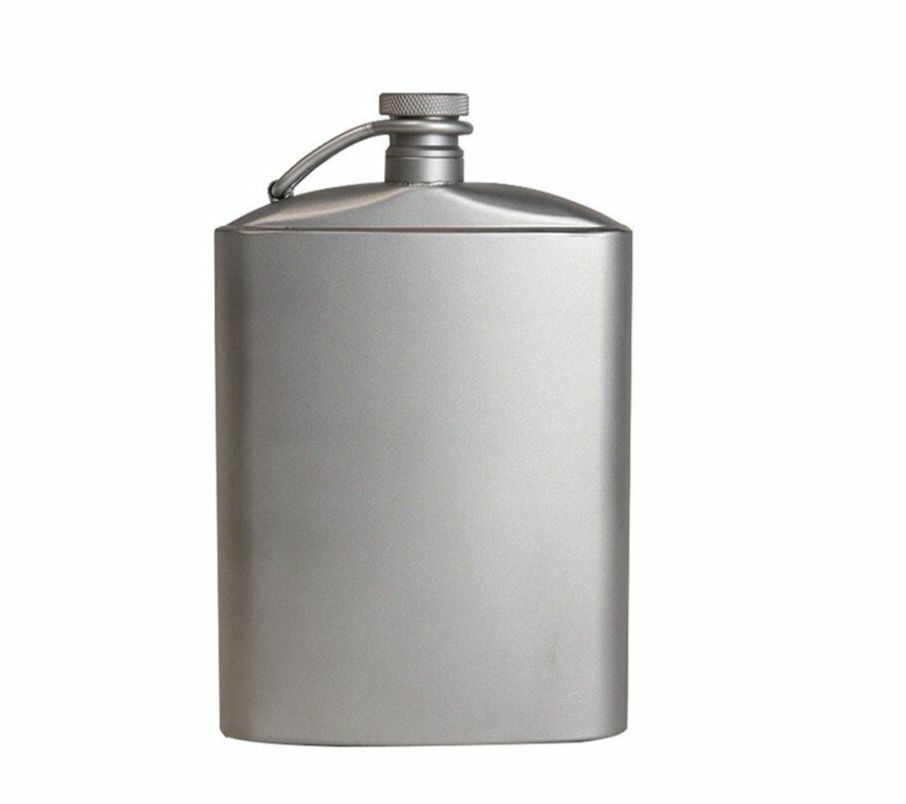 Titanium Flask 220/260ml Wine Hip Flagon Screw Cap Clip Funnel Ultralight Flat