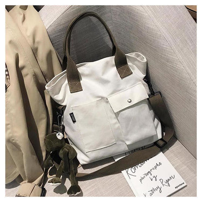 Canvas Bags Handbag Shoulder Large Solid Color Totes Shopper Bag Crossbody Bags