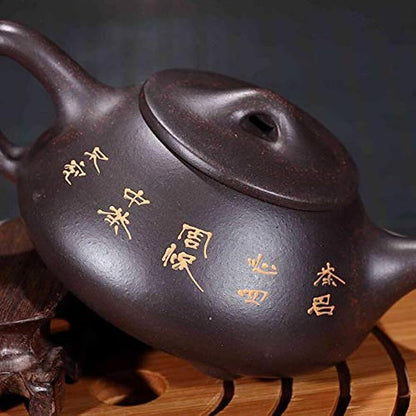 zisha Teapot 8oz Genuine Purple clay Chinese Yixing Black Jingang Shipiao Pot紫砂壶