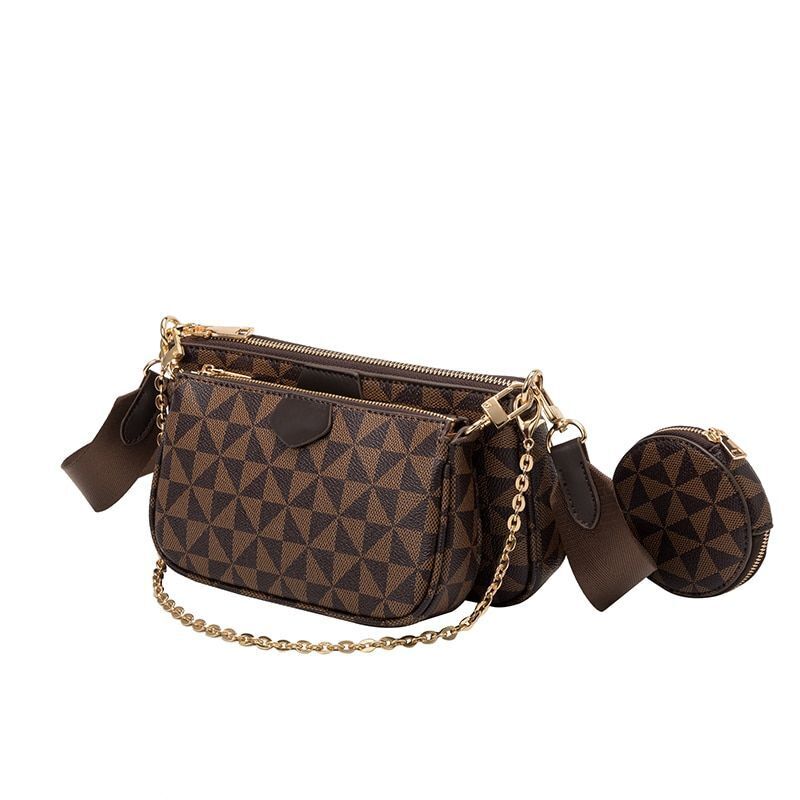 3IN1 Messenger Handbag Crossbody Shoulder Bag Polyester Purse Brown/Black/White