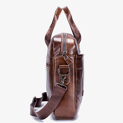 100% Genuine Leather Men's Handbags Shoulder bag 14" Laptop Business Briefcase