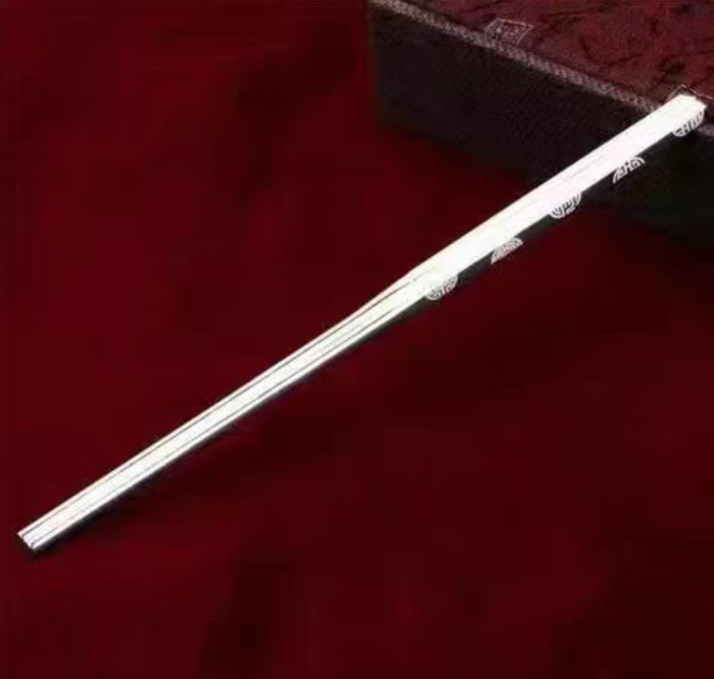 70g 999 Sterling Silver Certified Solid A Pair Chopsticks Family Collectible