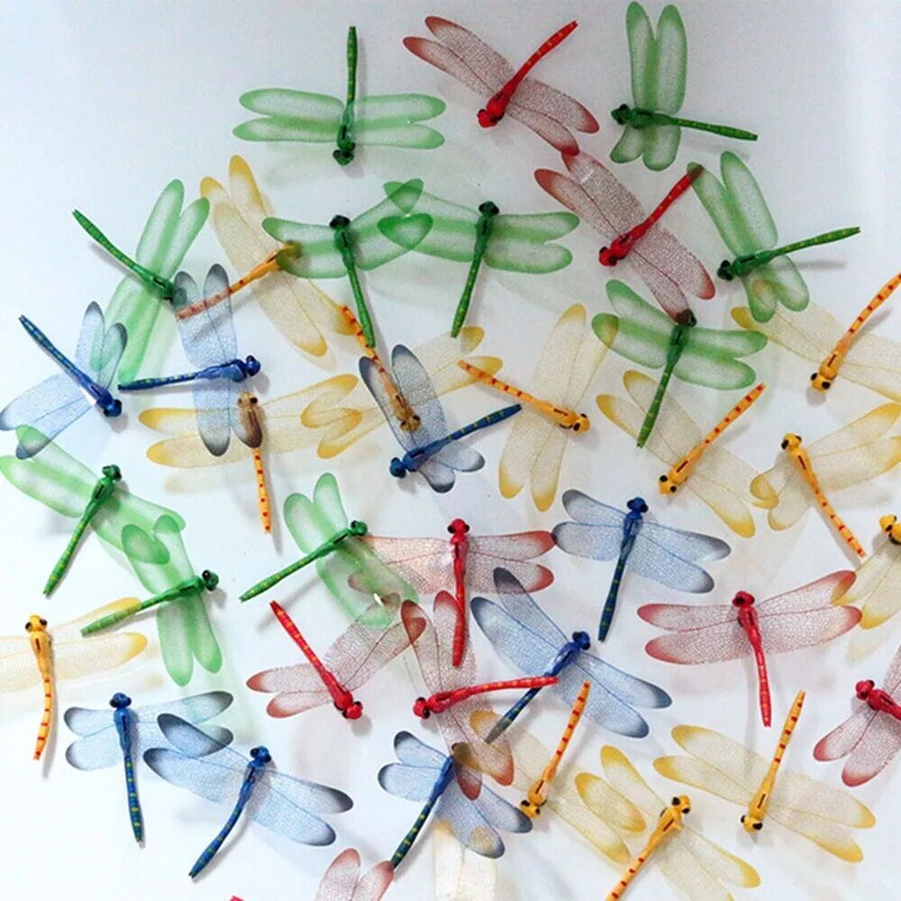 Dragonfly Ornament 10Pcs PVC Magnetic Simulated Home Garden Flower Bed Decor 9cm