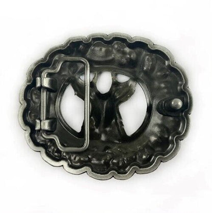 Belts Buckle Zinc Alloy 4cm Width Loop Deer Head DIY Western Jeans Pewter Finish