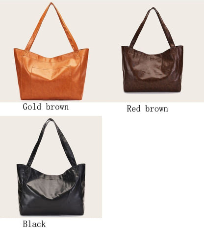 Soft Leather Women's Tote Bag, Large Capacity Handbag Shoulder Bags
