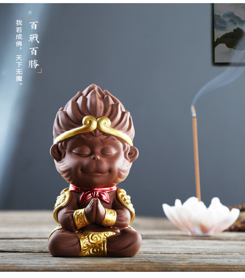 creative monkey king statue porcelain tea pet home table decoration with bar new