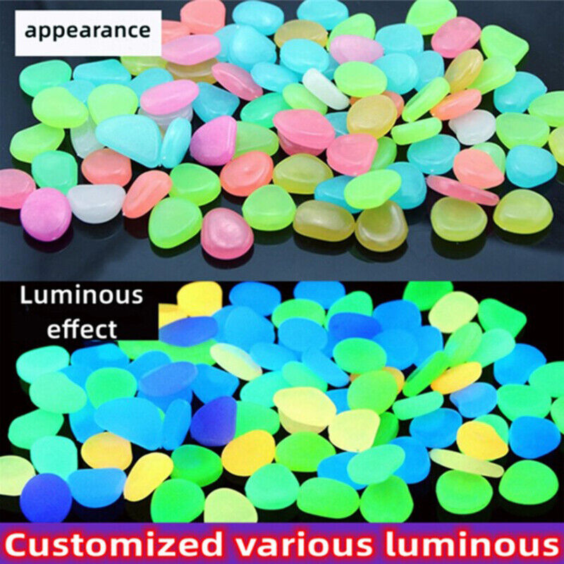 100Pcs/Bag Mixed Color Outdoor Luminous Stones Glow In Dark Garden Pebbles