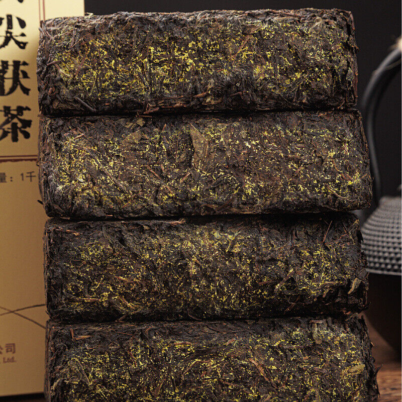 1kg Hunan Anhua black tea authentic gold flower Por brick tea hand-built Por tea