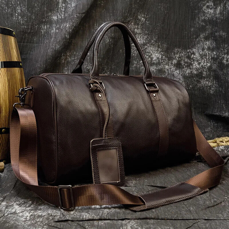 Men Women Travel Bag Cow Leather Carry On Luggage Bag Travel Shoulder Bag