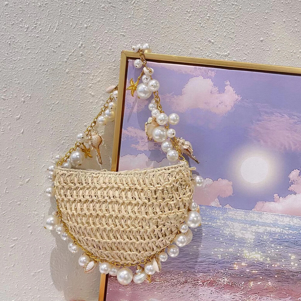 Straw Bag Women Handbags Half Moon Beach Shoulder Bag Crossbody Bags Ladies