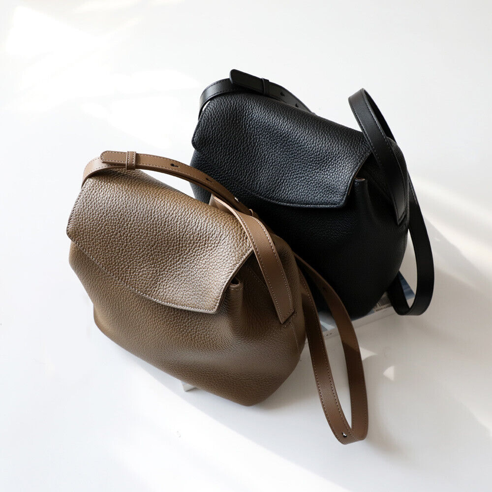 Real Leather Flap Bucket Shoulder Bag Purse Fashion Handbag Crossbody Work Bag