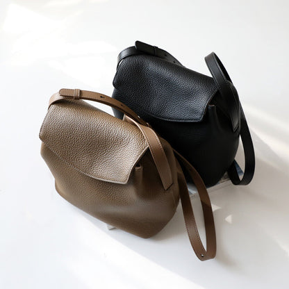 Real Leather Flap Bucket Shoulder Bag Purse Fashion Handbag Crossbody Work Bag