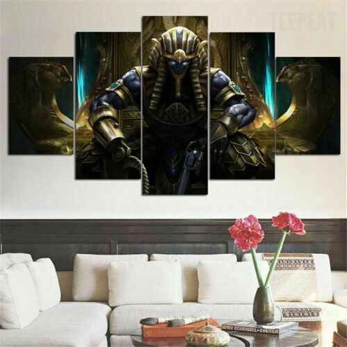 Egyptian Pharaoh Dark Warrior 5 Piece Canvas Print Wall Art Home Decor