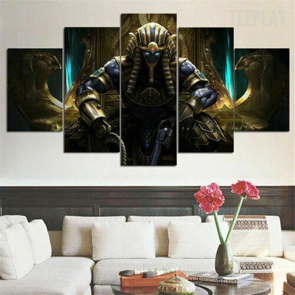 Egyptian Pharaoh Dark Warrior 5 Piece Canvas Print Wall Art Home Decor