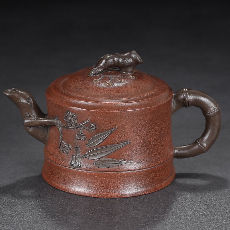 Chinese Yixing Purple Clay Teapot Zisha Ceramic Pine Bamboo Plum Blossom Teaware