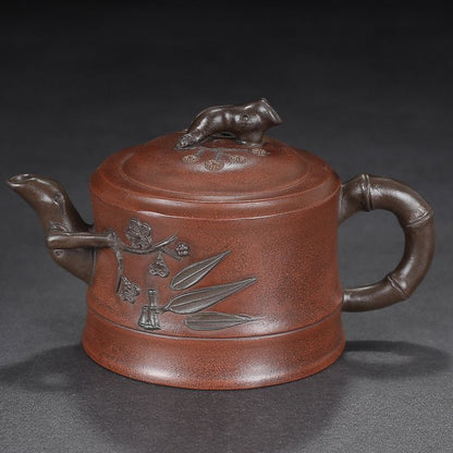 Chinese Yixing Purple Clay Teapot Zisha Ceramic Pine Bamboo Plum Blossom Teaware