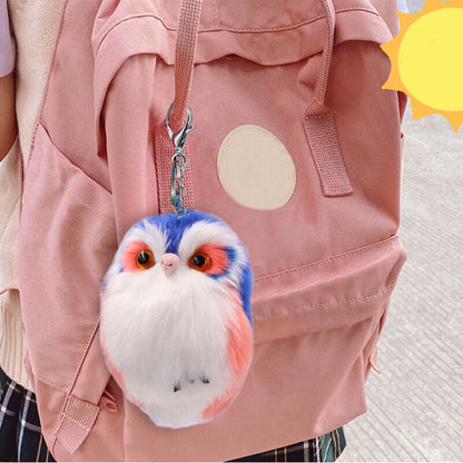 Cute Rabbit Fur Furry Owl Pendant Bag Charm Key Chain Plush Animal Car Pendant