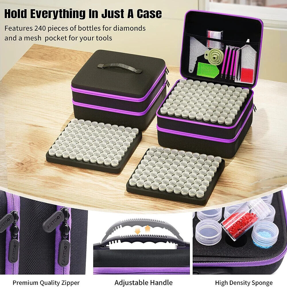 120 Bottles Diamond Painting Box Tool Container Storage Box Holder Hand Bag