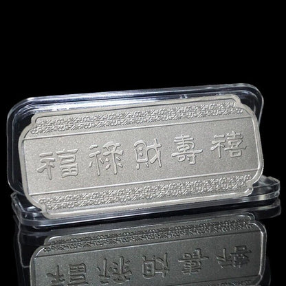 Commemorative Coins Metals Silver Plated Bar New Year Of The Dragon Zodiac 7x3cm