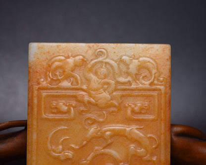 Chinese Old Natural Hetian Jade Carved Exquisite Statue Pendant Jewelry Rare Art