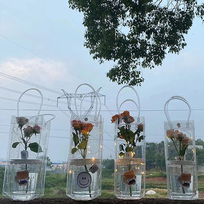PVC Flower Bag Stall Flower Bag Transparent Tote Bag DIY Single Flower Packaging