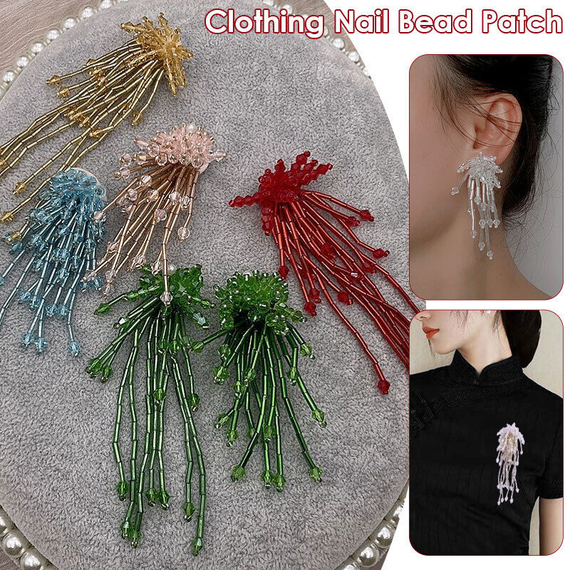 Tassel Nail Bead Cloth Paste Bag Earrings Jewelry Accessories Patch DIY Material