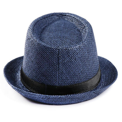Unisex Straw Fedora Panama Hat Summer Sun Short Brim Floral Trilby Cuban Cap Hat