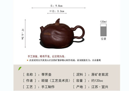 120cc chinese Yixing Handmade Zisha Purple clay Water Chestnut GongFu Tea Pot