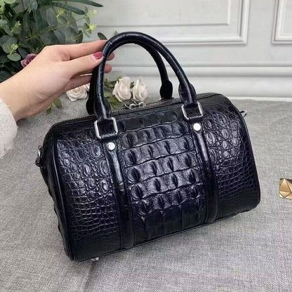 Black Real Crocodile Skin Leather Pillow Bag, Desinger Women's Sling Shouler Bag