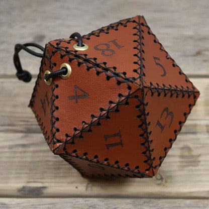 Leather Dice Bag Polygonal Dice Storage Boxes Reinforced Drawstring Dice Bags