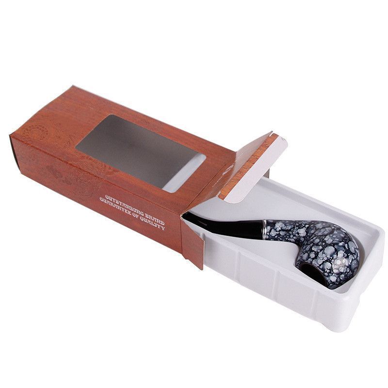 Tobacco Pipes Retro Acrylic Durable Resin Smoking Cigar Tools Bent Type Gift Box