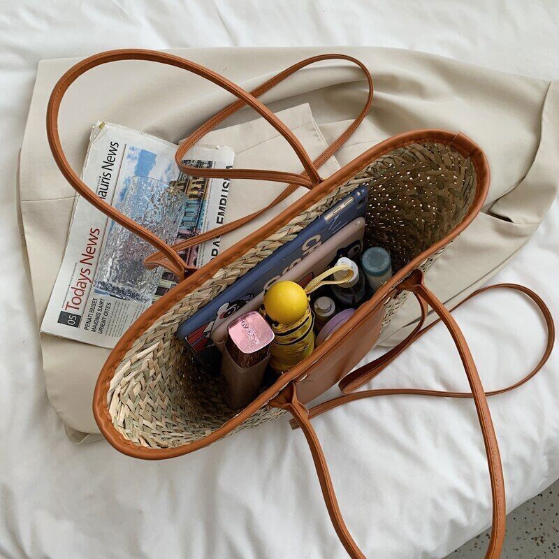 Women Woven Shoulder Crossbody Bag Woman Summer Beach Bag Big