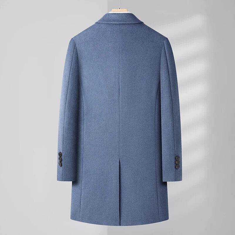 Men's Cashmere Elegant Gentleman Solid Color Plus Wool Coat Long Wool Coat