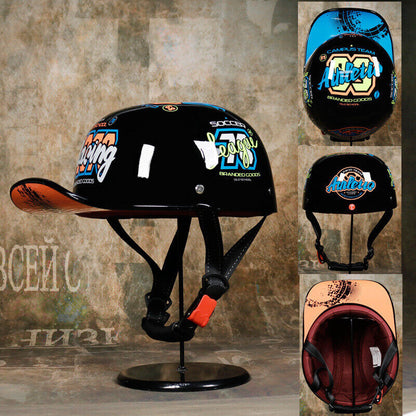 Motorcycle Half Helmet Baseball Cap Helmet Street Chopper Scooter Helmet DOT