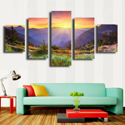 5 Pieces Canvas Wall Art Poster and Print Living Room Scenery No Framed