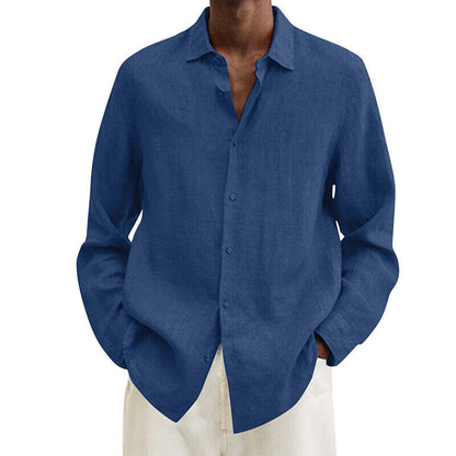 Men's Cotton Linen Long Sleeve Shirt Baggy Button-down Tops T Shirt Blouse M-5XL